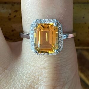 Brazilian Citrine Sterling Silver Ring Size 10